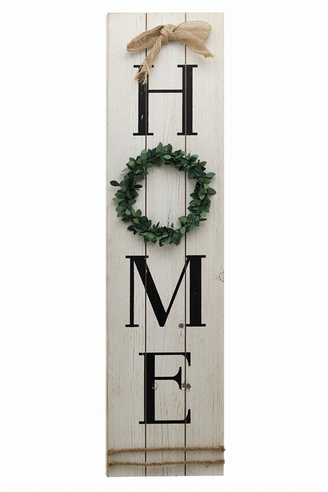 Wooden Home Plaque with Green Wreath|Large Farmhouse Home Signs Plaque Wall Hanging Housewarming Home Decor for Mantle Living Ro