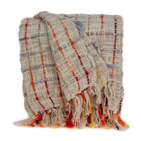 Parkland Collection Adlily Transitional Multicolored HANDLOOMed 52" x 67" Cotton Throw Blanket
