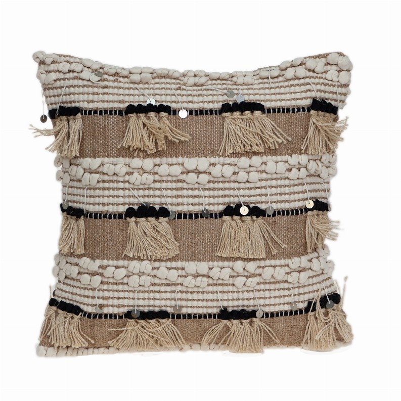 Parkland Collection Annika Bohemian Beige Pillow Cover With Poly Insert