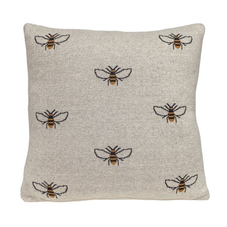 Parkland Collection Buzzing Bee Transitional Beige Throw Pillow