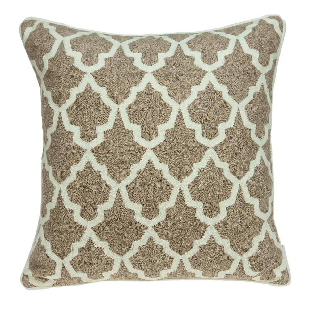 Parkland Collection Canita Beige and White Throw Pillow