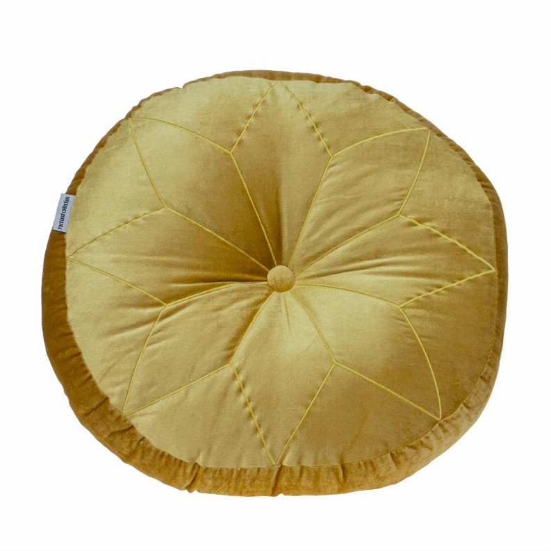 Parkland Collection Dorte Transitional Round Floor Pillow 20" x 20" Bright Yellow