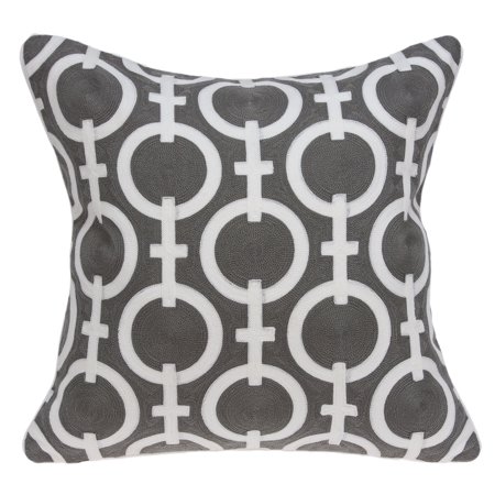 Parkland Collection Rounder Gray and White Throw Pillow