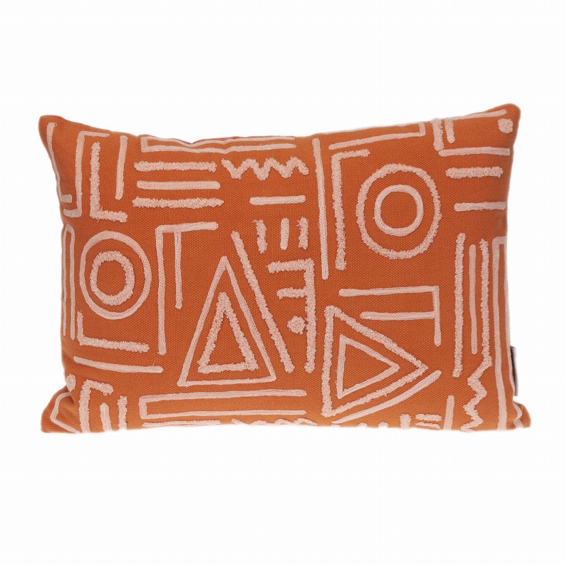Parkland Collection Transitional Geometric Orange Pillow