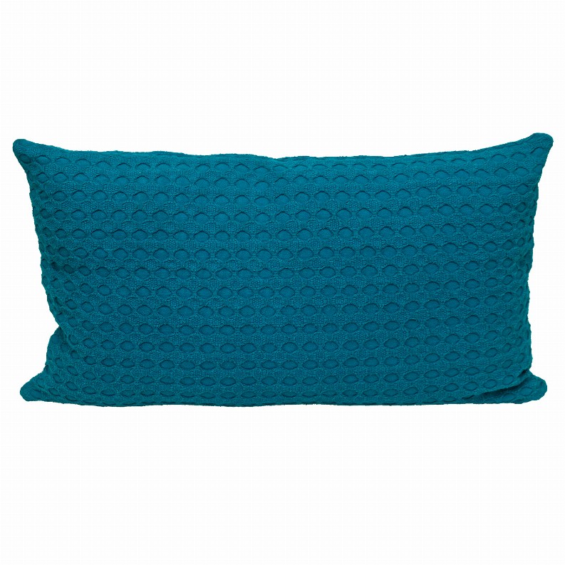 Parkland Collection Transitional Solid Rectangle Pillow 14" x 26" Blue