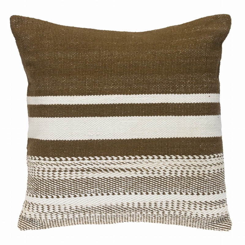 Parkland Collection Transitional Striped Square Pillow 18" x 18" Brown