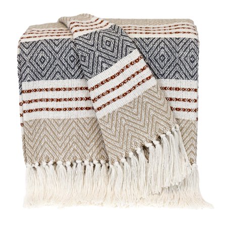 Parkland Collection Transitional Stripes Rectangle Throw - 50" x 60" Beige
