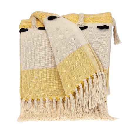 Parkland Collection Transitional Vereigated Rectangle 50" x 60" Throw - 50" x 60" Yellow