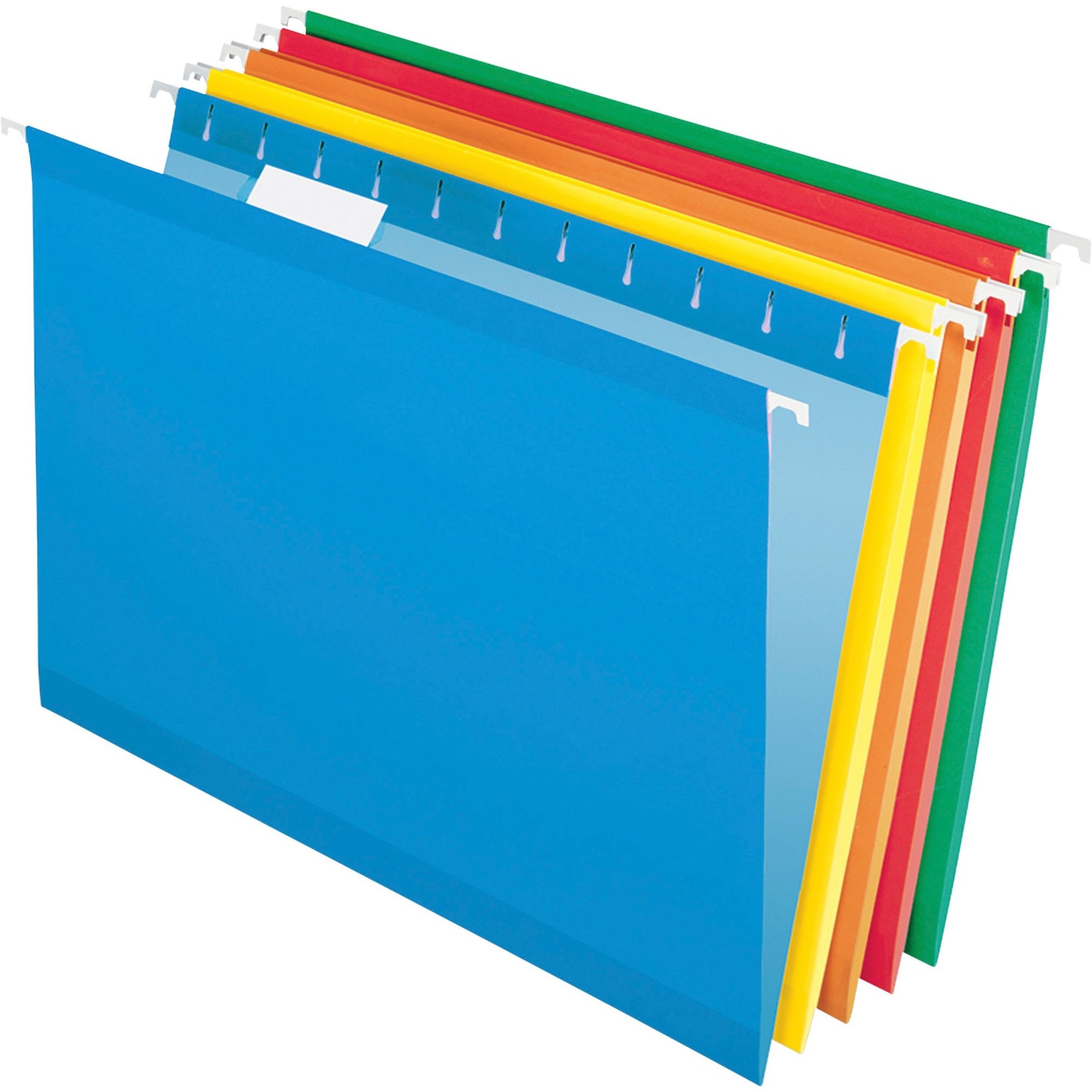Pendaflex 1/5 Tab Cut Legal Recycled Hanging Folder - 8 1/2" x 14" - Blue, Red, Yellow, Orange, Green - 10% Recycled - 25 / Box