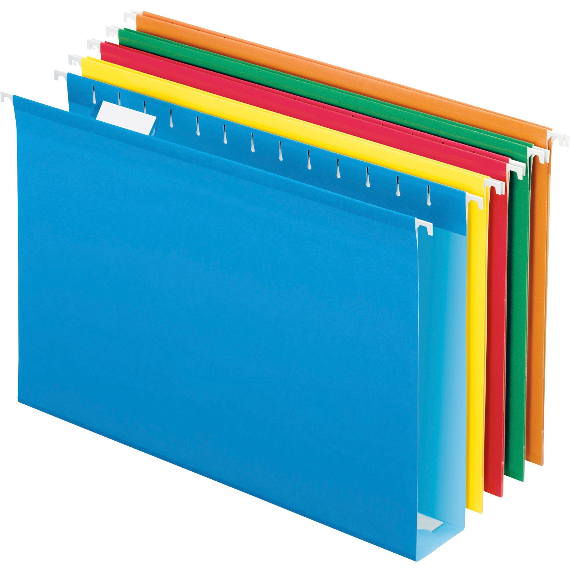 Pendaflex 1/5 Tab Cut Legal Recycled Hanging Folder - 2" Folder Capacity - 8 1/2" x 14" - Poly, Pressboard - Bright Green, Blue