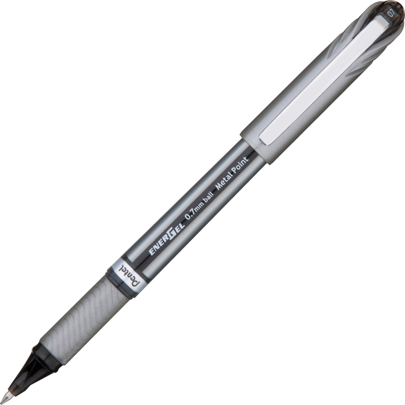 Pentel EnerGel NV Liquid Gel Pens - Medium Pen Point - 0.7 mm Pen Point Size - Black Gel-based Ink - Gray Barrel - Metal Tip - 1