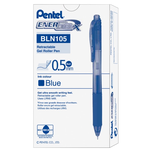 Pentel EnerGel-X Retractable Gel Pens - Fine Pen Point - 0.5 mm Pen Point Size - Needle Pen Point Style - Refillable - Retractab