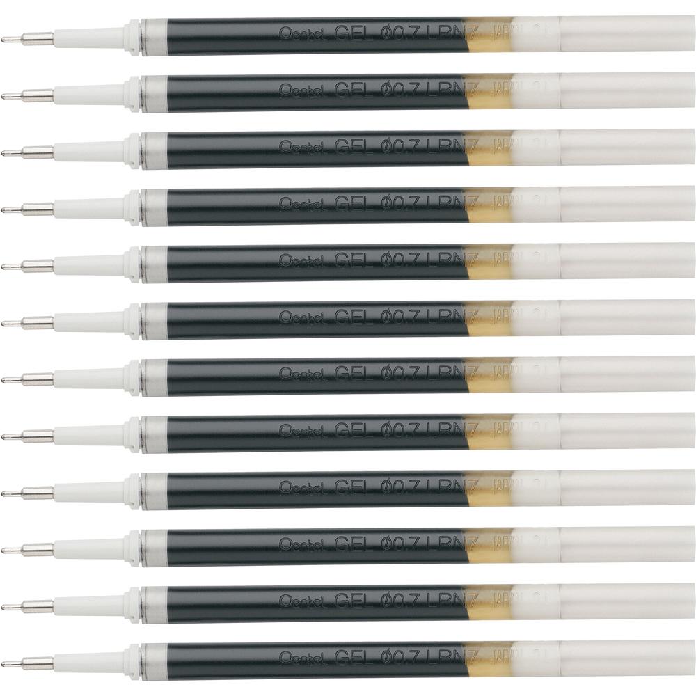 Pentel EnerGel Retractable .7mm Liquid Pen Refills - 0.70 mm, Medium Point - Black Ink - Smudge Proof, Smear Proof, Quick-drying