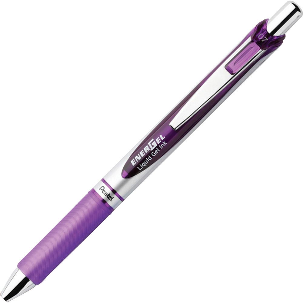 Pentel EnerGel RTX Liquid Gel Pens - Medium Pen Point - 0.7 mm Pen Point Size - Refillable - Retractable - Violet Gel-based Ink 