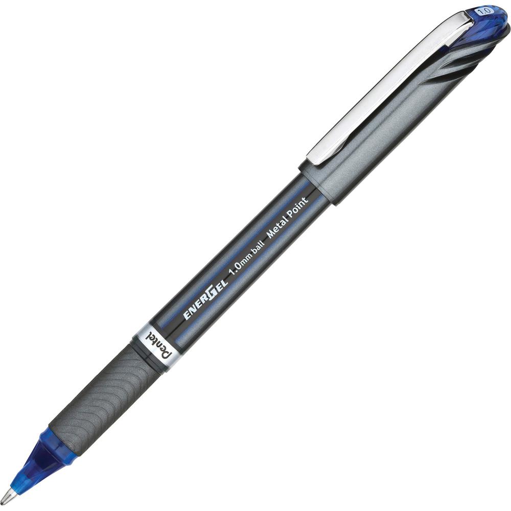 Pentel EnerGel NV Liquid Gel Pens - Bold Pen Point - 1 mm Pen Point Size - Blue Gel-based Ink - Gray Barrel - Metal Tip - 1 Doze