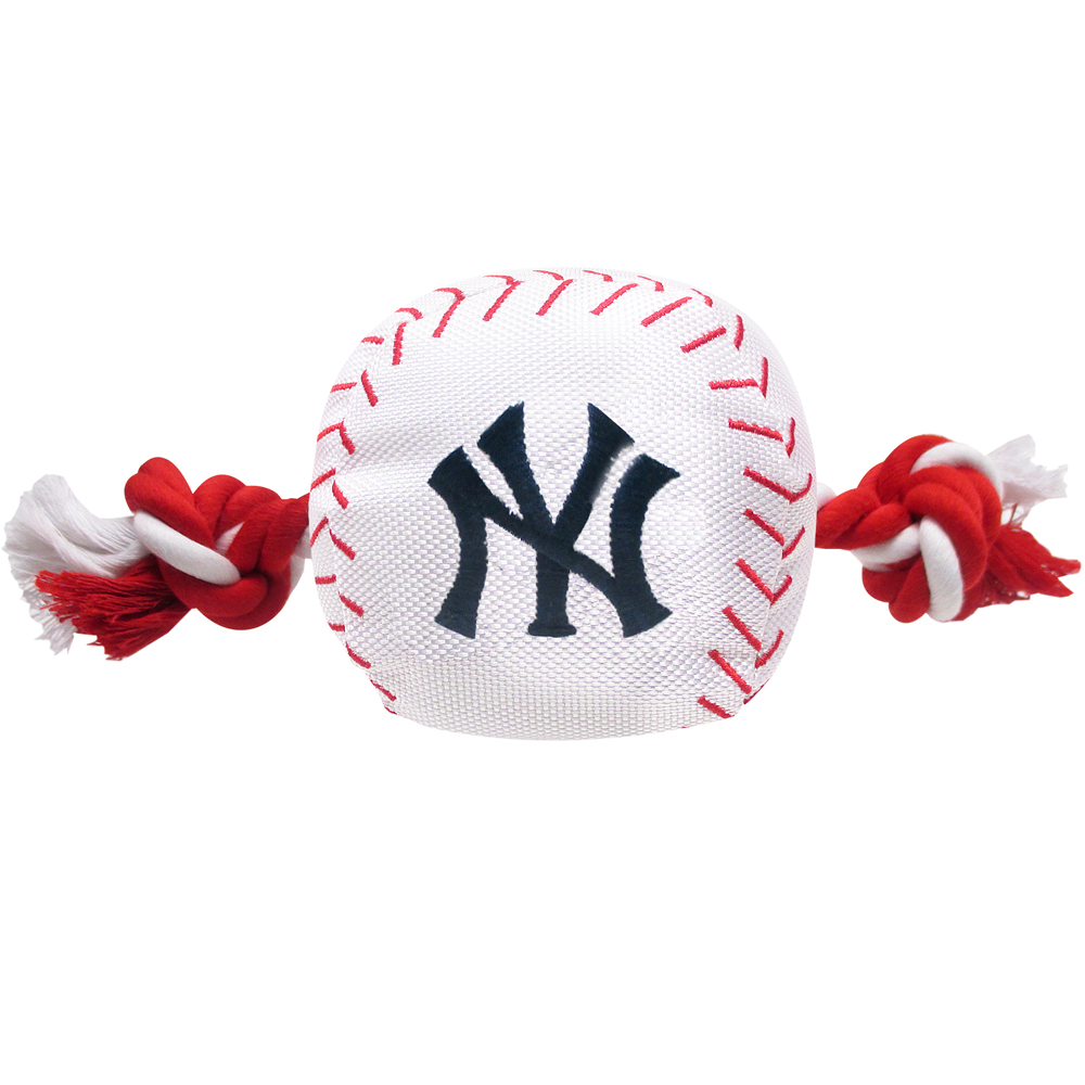8" New York Yankees Baseball Toy - Nylon w/rope