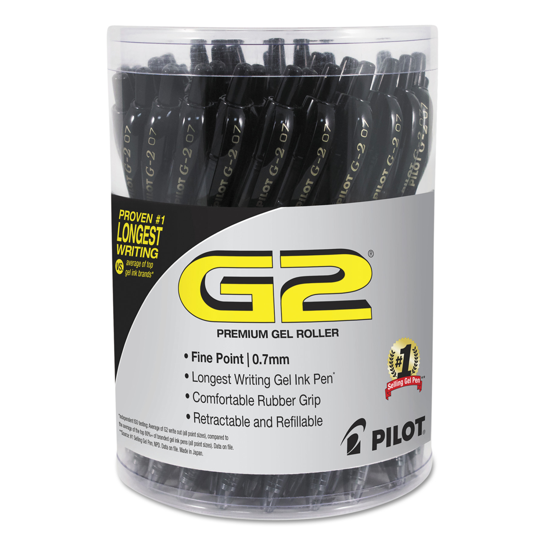 G2 Retractable Gel Ink Pens with Black Ink - Fine Pen Point - 0.7 mm Pen Point Size - Refillable - Retractable - Black - Black B