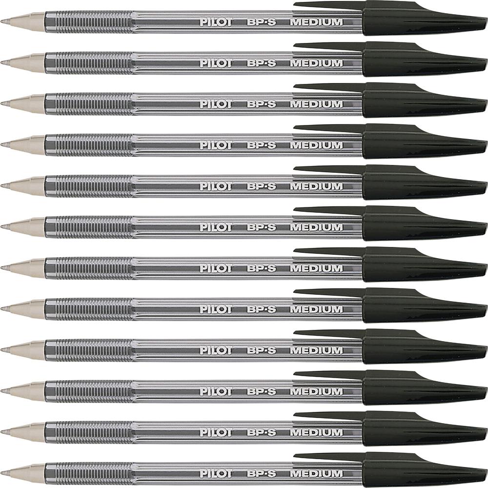 Pilot Better BP-S Ball Stick Pens - Medium Pen Point - 1 mm Pen Point Size - Refillable - Black - Crystal, Clear Barrel - Stainl