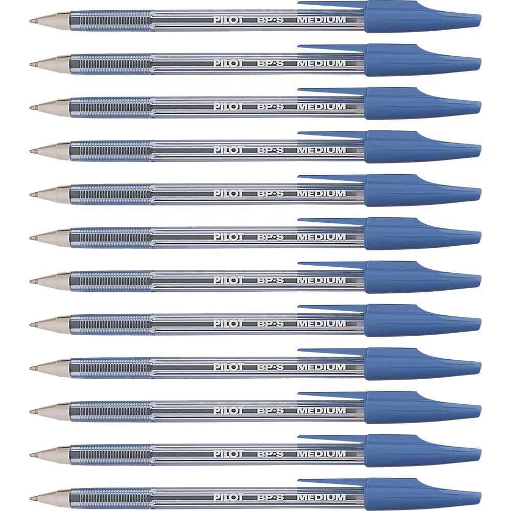 Pilot Better BP-S Ball Stick Pens - Medium Pen Point - 1 mm Pen Point Size - Refillable - Blue - Crystal, Clear Barrel - Stainle