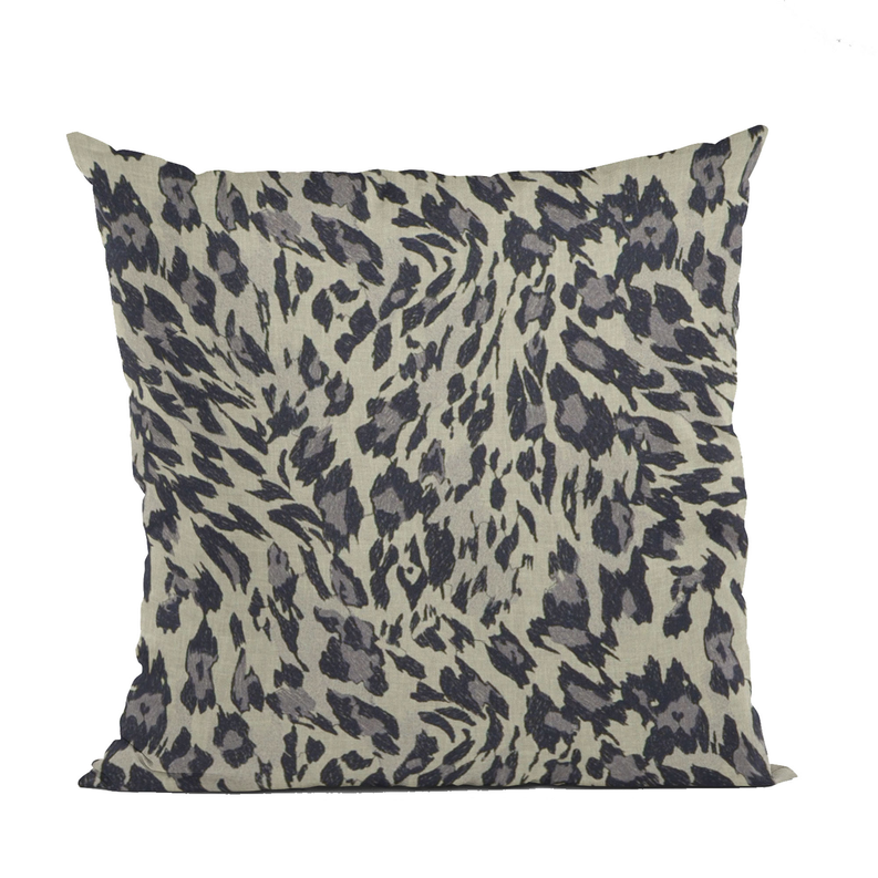 Plutus Cheetah Embroydery Luxury Throw Pillow Double sided  12" x 20" Granite