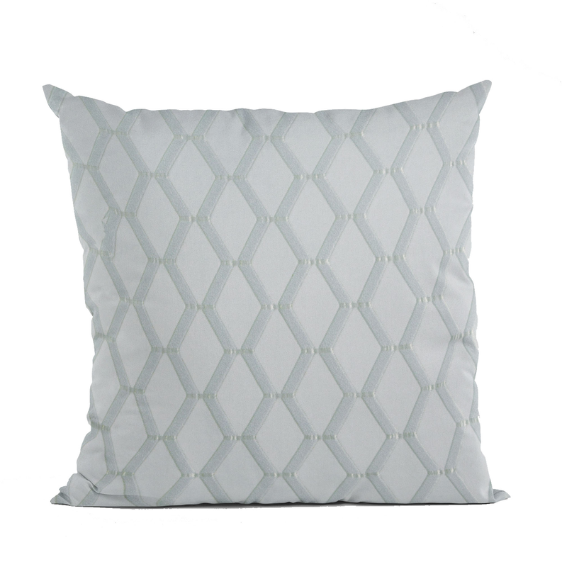 Plutus Diamond Shiny Fabric With Embroydery Luxury Throw Pillow Double sided  22" x 22" Silver