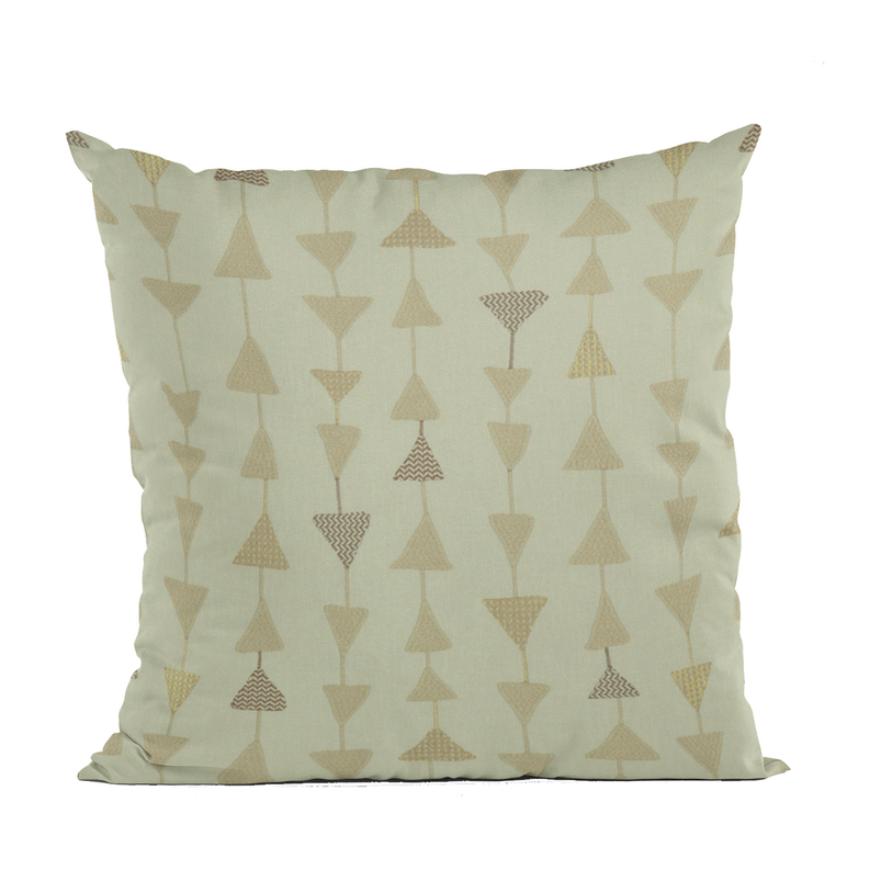 Plutus Embroydery, Some Of The Triangles Have Metalic Threads Luxury Throw Pillow Double sided  18" x 18" Natural