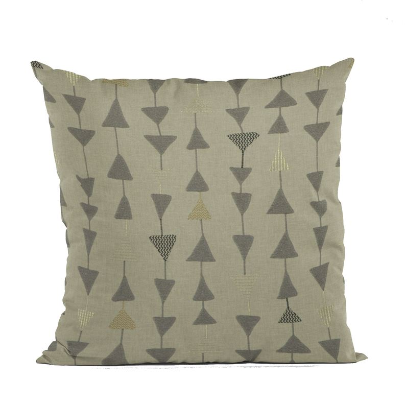 Plutus Embroydery, Some Of The Triangles Have Metalic Threads Luxury Throw Pillow Double sided  18" x 18" Pebble