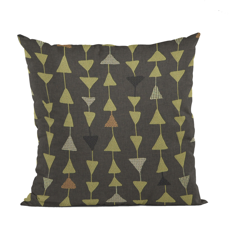 Plutus Embroydery, Some Of The Triangles Have Metalic Threads Luxury Throw Pillow Double sided  18" x 18" River Rock