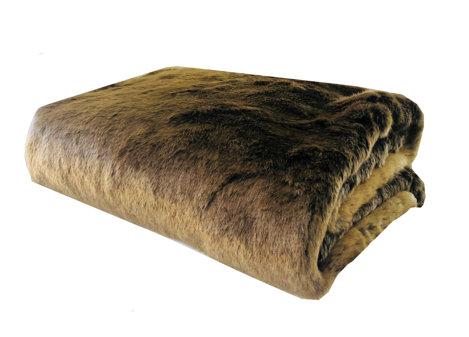 Plutus Faux Fur Handmade Luxury Throw Blanket 80L x 90W Twin XL Bronze Brown