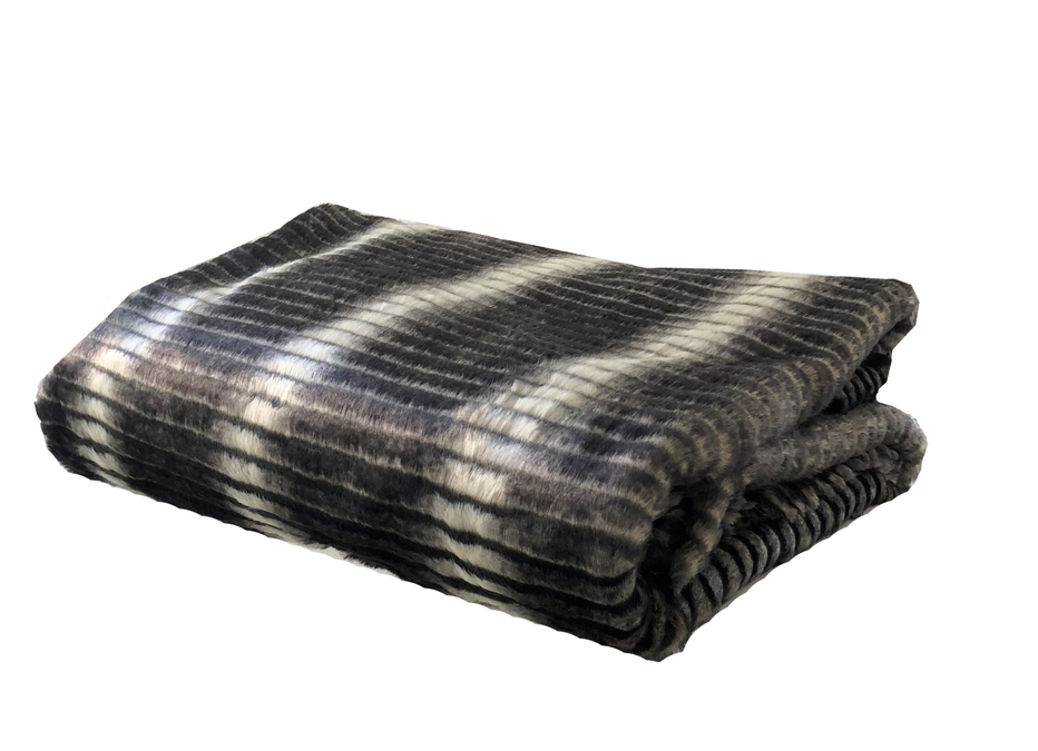 Plutus Faux Fur Luxury Throw Blanket 70L x 90W Twin Grey, Taupe