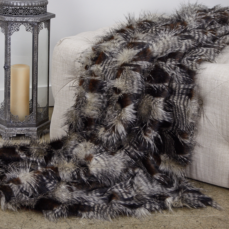 Plutus Faux Fur Luxury Throw Blanket 108L x 90W Full - Queen Dark Brown