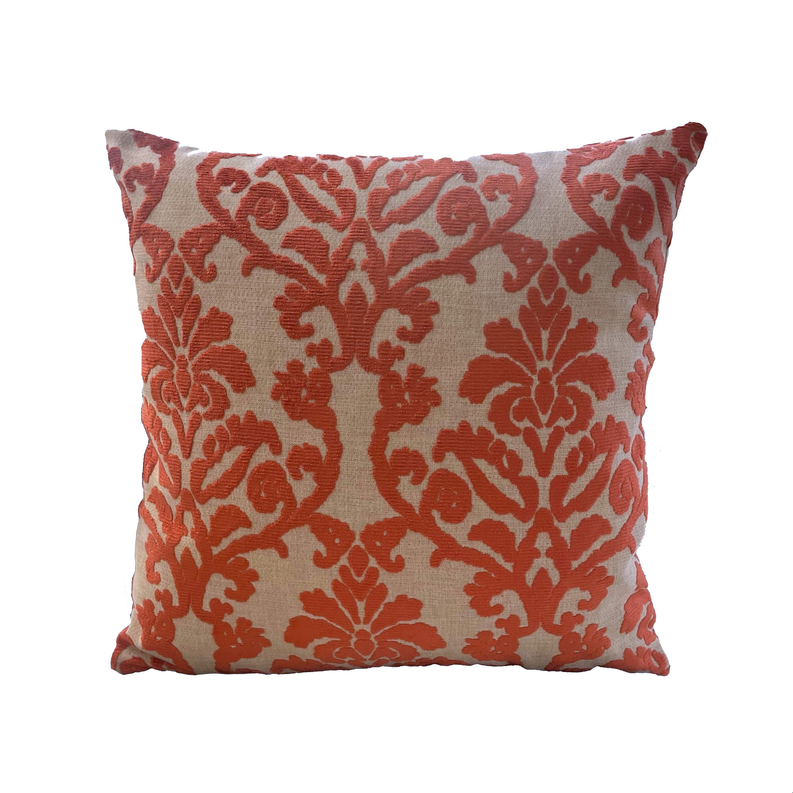 Plutus Floral Luxury Throw Pillow Double sided  26" x 26" Orange