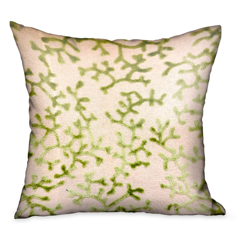 Plutus Floral Luxury Throw Pillow Double sided  20" x 20" Apple Green