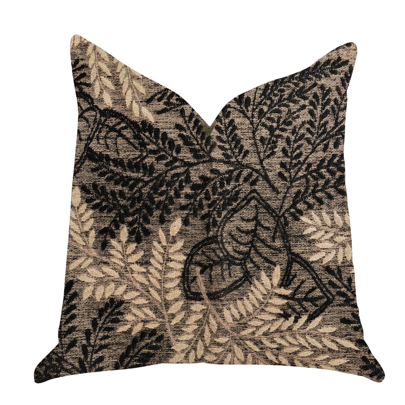Plutus Floral Throw Pillow Double sided  12" x 25" Black, Brown