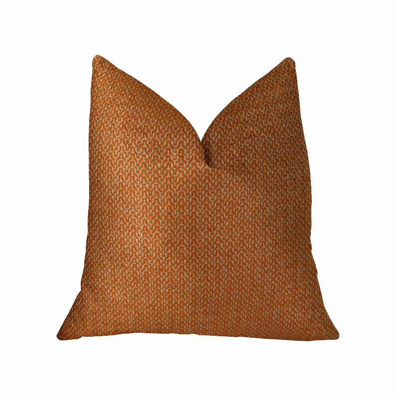 Plutus Handmade Luxury Pillow Double sided  16" x 16" Orange, Taupe