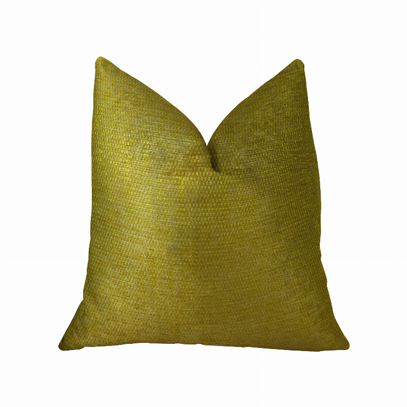 Plutus Handmade Luxury Pillow Double sided  18" x 18" Metallic Citrine, Gold