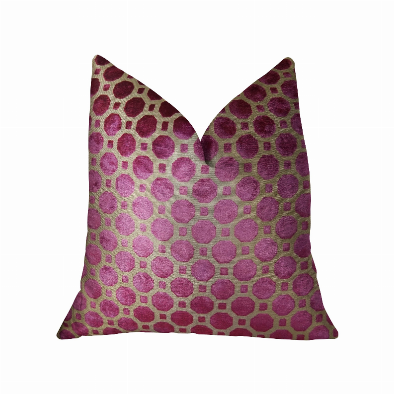 Plutus Handmade Luxury Pillow Double sided  18" x 18" Magenta, Taupe