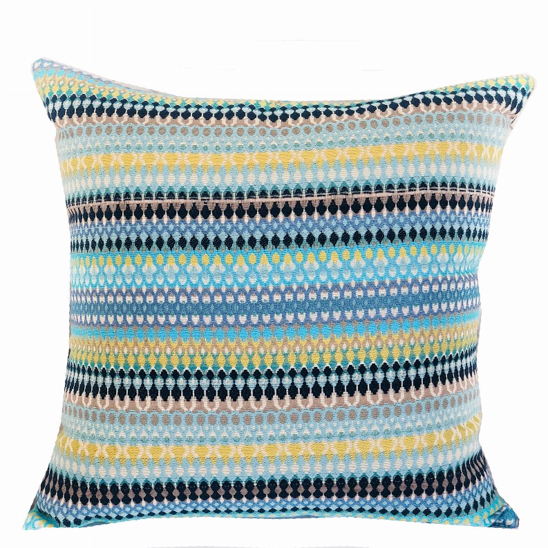 Plutus Handmade Luxury Pillow Double sided  12" x 20" Turquoise, Yellow, Navy