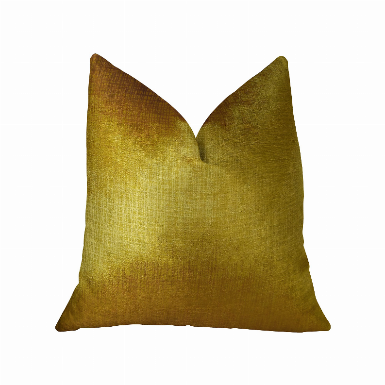 Plutus Handmade Luxury Pillow Double sided  12" x 20" Gold