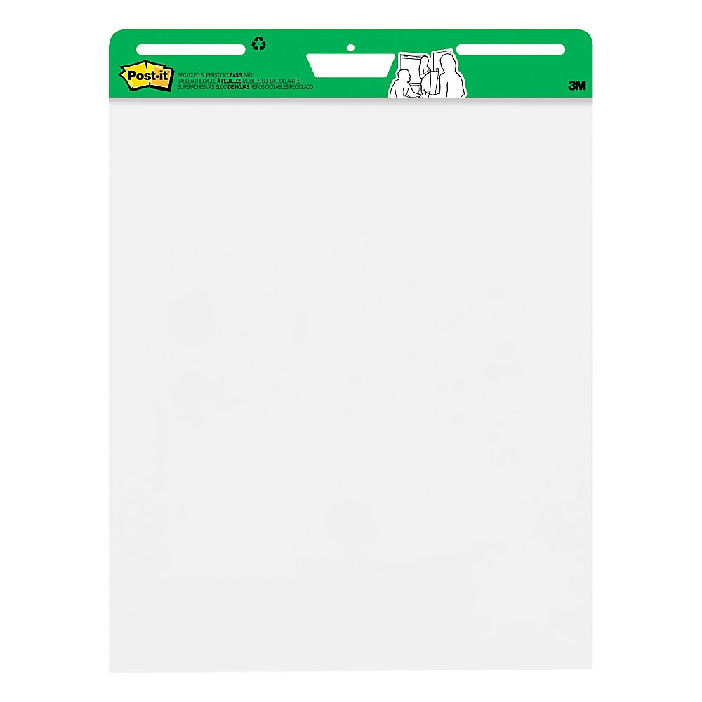 Post-it Flip-Chart Pad - 30 Sheets - Plain - Stapled - 18.50 lb Basis Weight - 25" x 30" - 35.80" x 25.2" x 1.8" - White Pa
