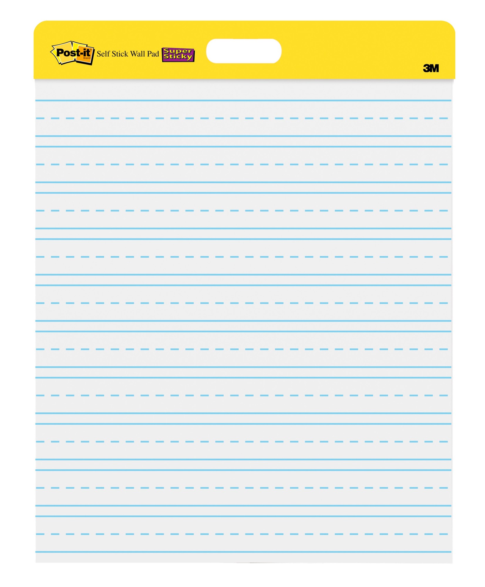 Post-it Self-Stick Wall Pads - 20 Sheets - Stapled - Ruled Blue Margin - 18.50 lb Basis Weight - 20" x 23" - White Paper - 