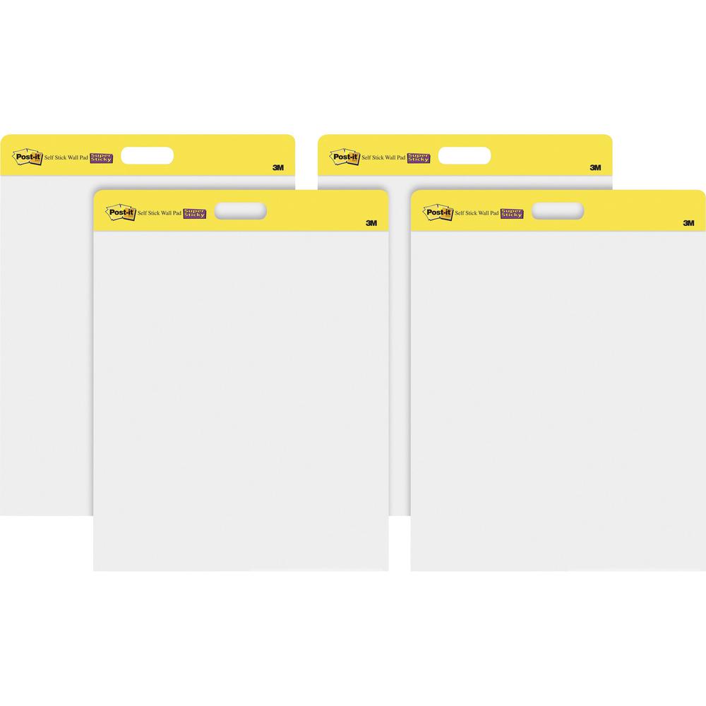 Post-it Self-Stick Wall Pads - 20 Sheets - Plain - Stapled - 18.50 lb Basis Weight - 20" x 23" - White Paper - Self-adhesiv