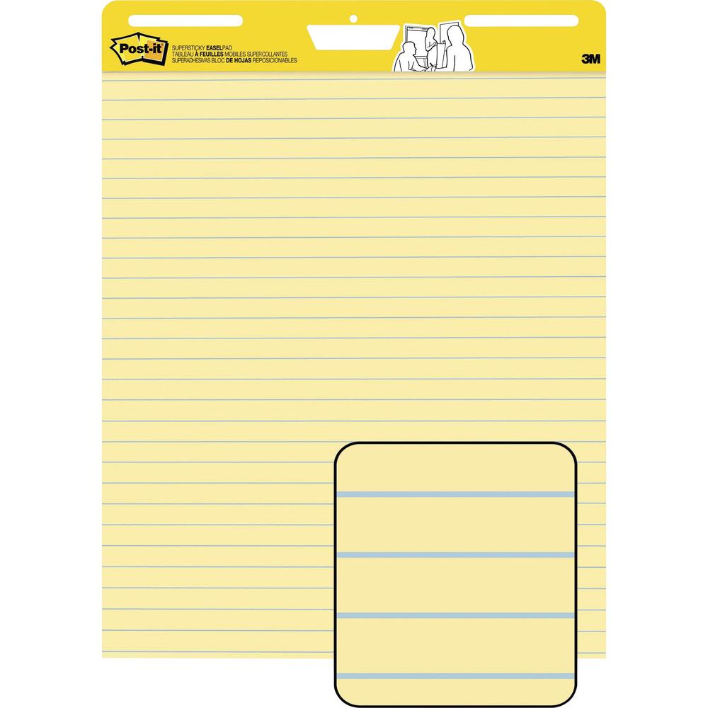 Post-it Self-Stick Easel Pads with Faint Rule - 30 Sheets - Stapled - Feint Blue Margin - 18.50 lb Basis Weight - 25" x 30"