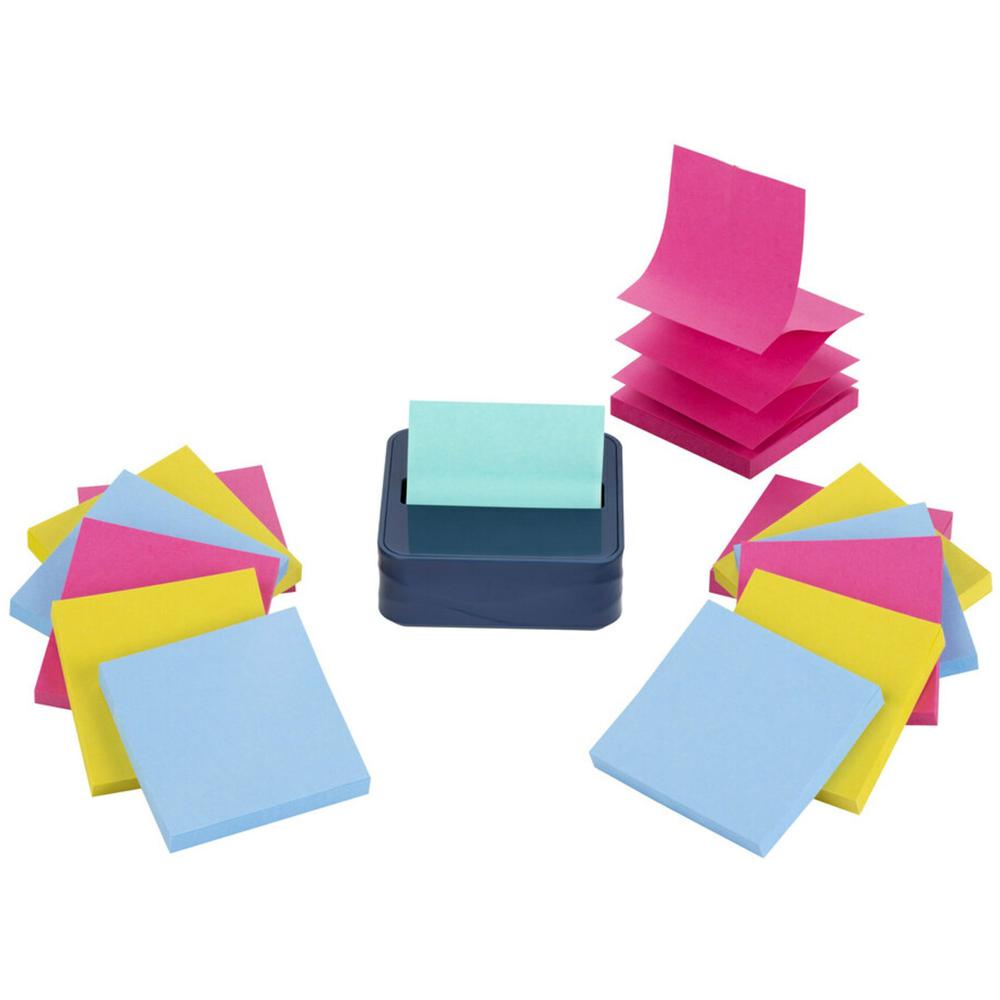 Post-it Notes Dispenser and Dispenser Notes - 3" x 3" Note - 90 Sheet Note Capacity - Washed Denim, Citron Yellow, Power Pi