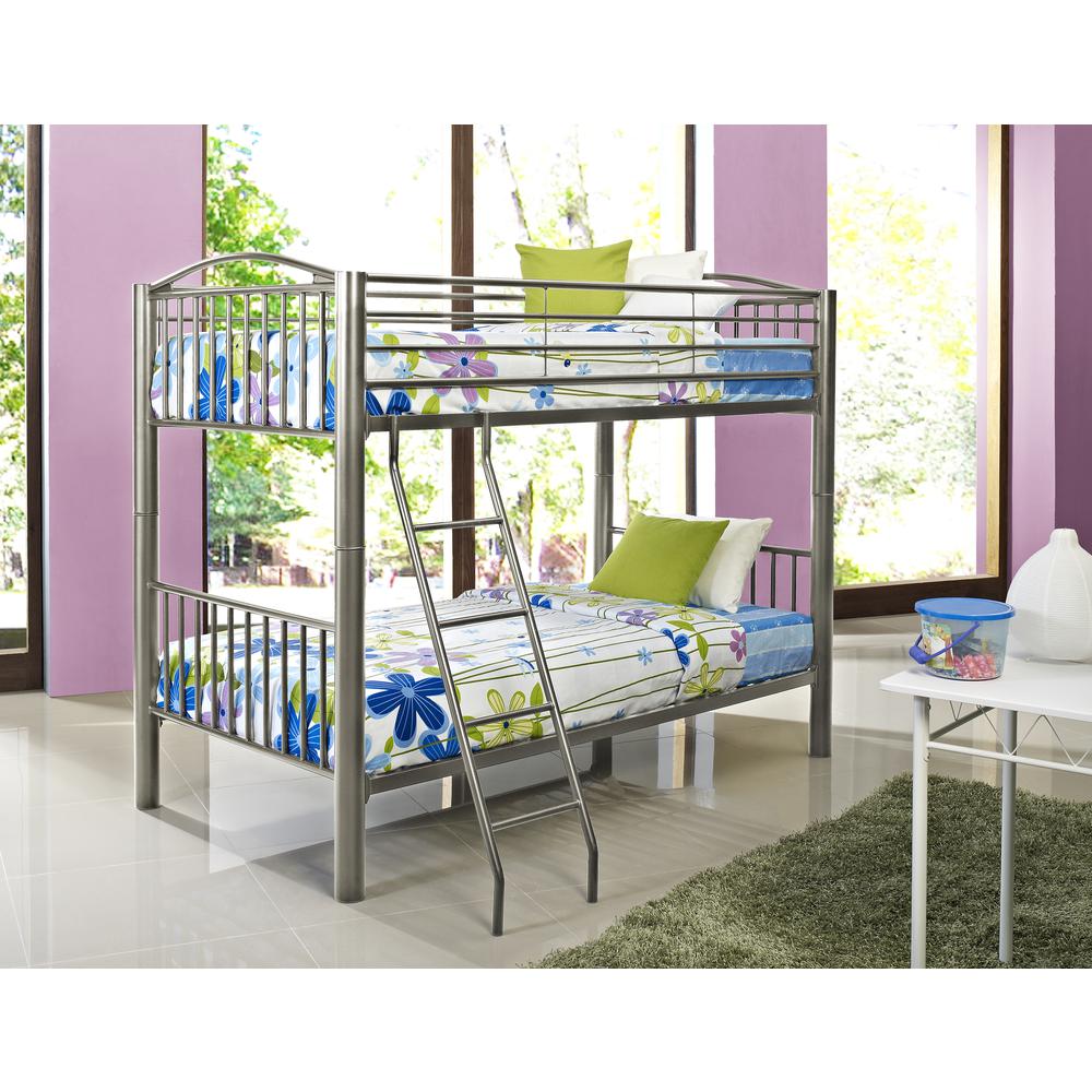Heavy Metal Pewter Twin Over Twin Bunk Bed