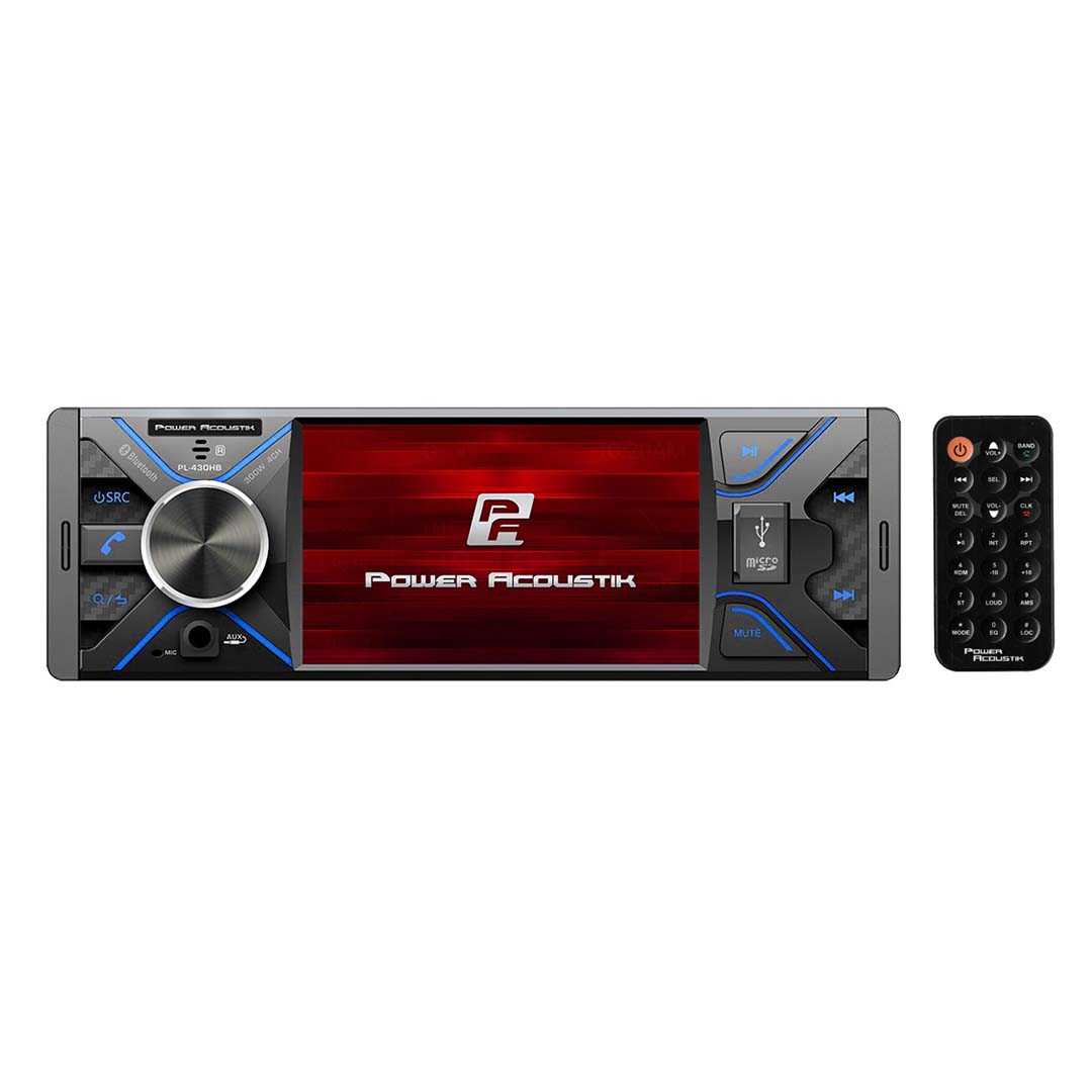 Power Acoustik 4.3" Single DIN MECHLESS Fixed Face Receiver with Bluetooth USB/SD Inputs and Remote