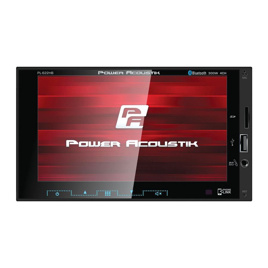 Power Acoustik 6.2" Double DIN MECHLESS Fixed Face Receiver with PhoneLink Bluetooth