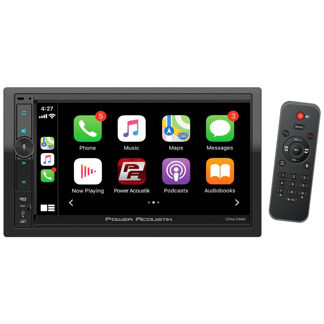 Power Acoustik 7" Double DIN Receiver with Wireless Apple CarPlay/Android Auto