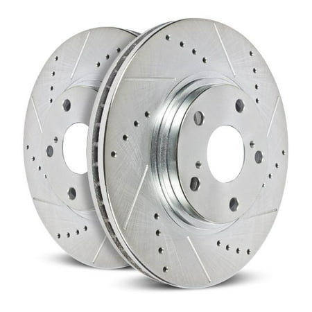 EVOLUTION PERFORMANCE DRILLED SLOTTED& PLATED BRAKE ROTOR PAIR