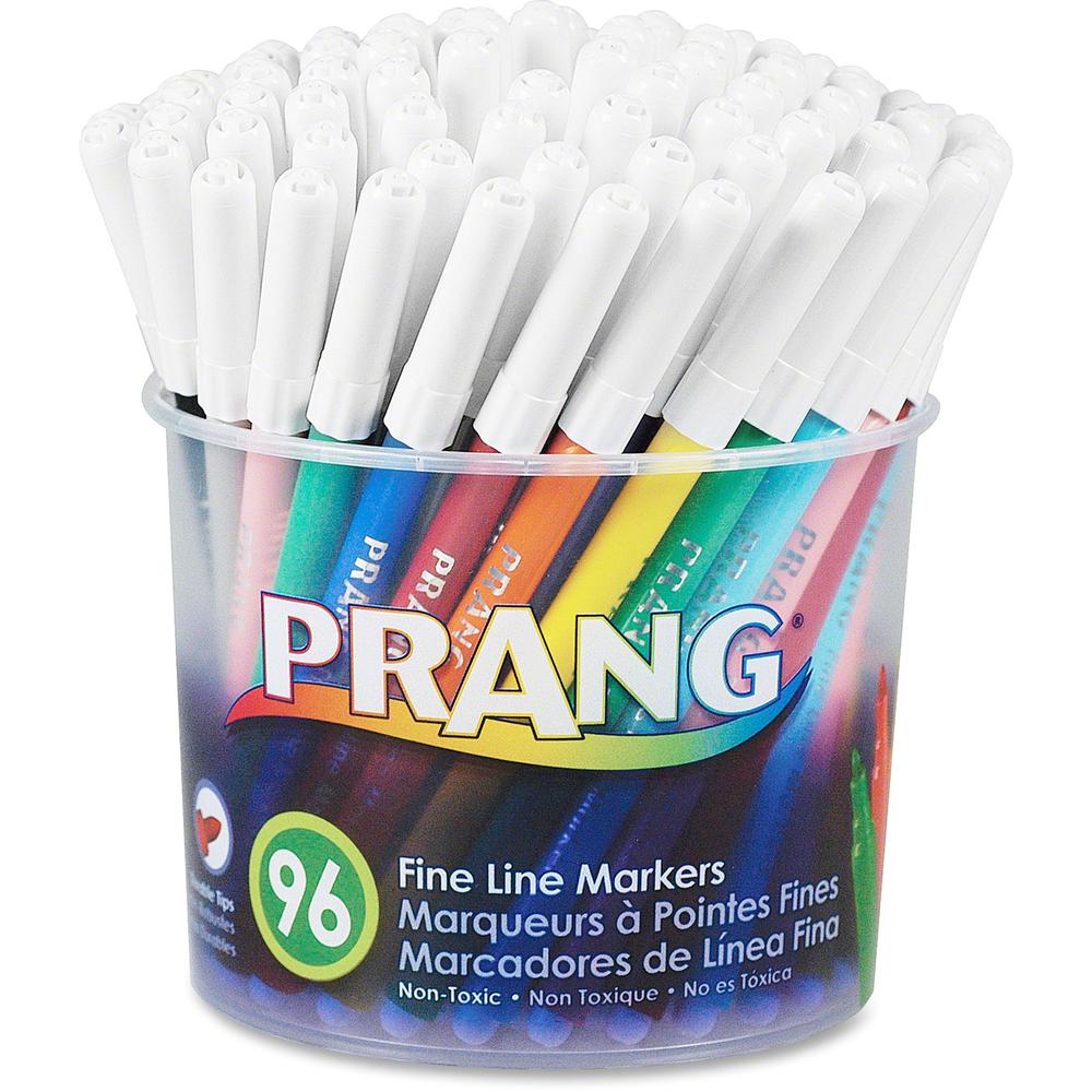 Prang Fine Line Classic Markers Set - Fine Marker Point - 2.75 mm Marker Point Size - Black, Blue, Brown, Gray, Green, Light Blu